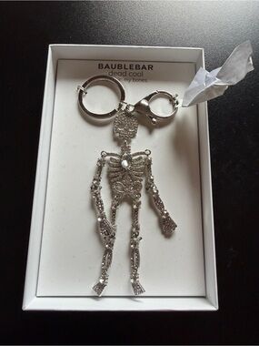 New Baublebar Rhinestone Glitter Crystal Halloween Keychain Skeleton Dead Cool